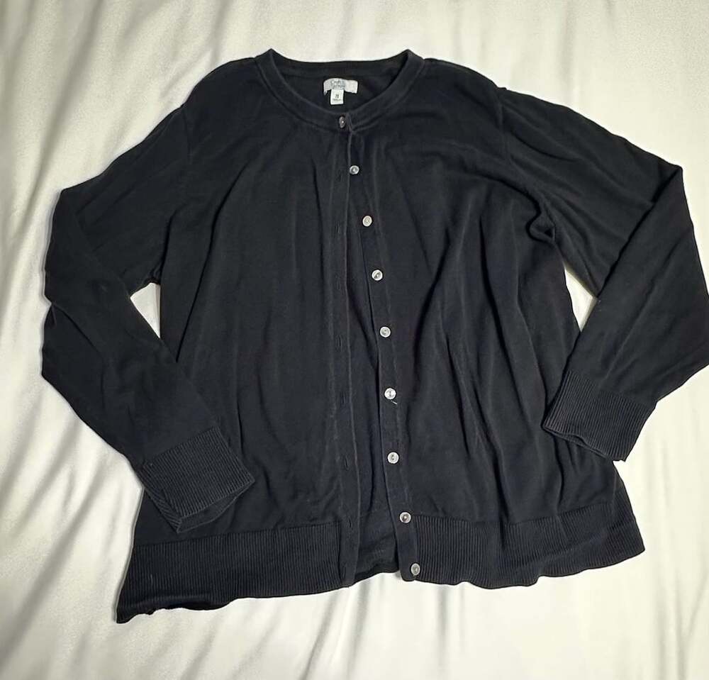 Croft & Barrow Cardigan Sweater Size 2X Black Long Sleeve
